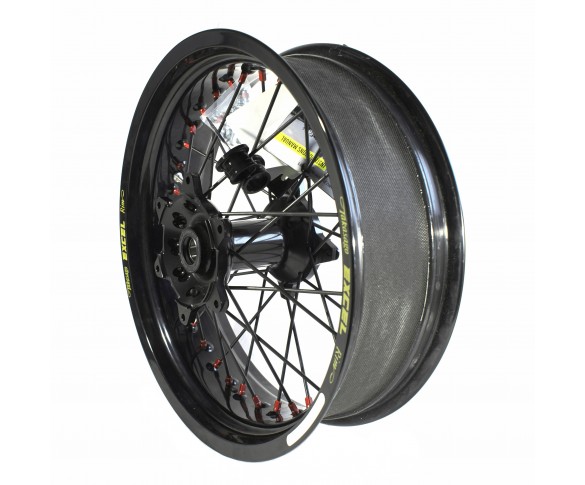 Haan Wheels, Komplett Hjul SM, TUBELESS, 5,00, 17", BAK, SVART RÖD, Honda 13-25 CRF450R, 14-25 CRF250R