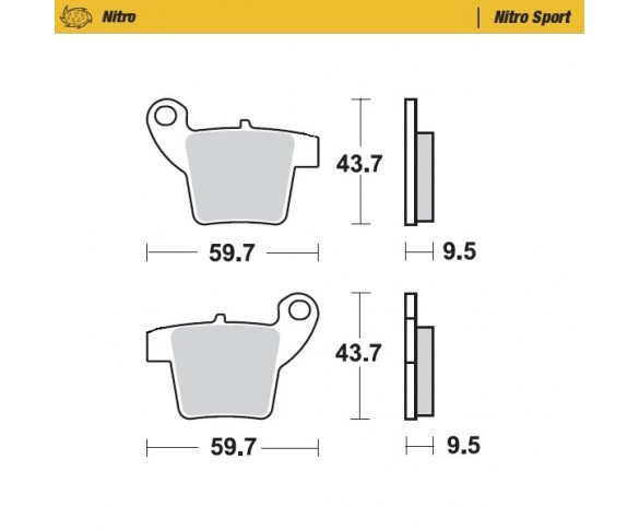 Moto-Master, Bromsbelägg Nitro Sport (Till Bromsok 210104), BAK, KTM 04-11 85 SX, 09-25 65 SX, Husqvarna 17-22 TC 65, 24-25 TC 65, GasGas 24 MC 65, 21-23 MC 65