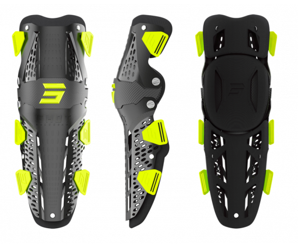 Shot, KNÄSKYDD AIRFLOW ADULTE BLACK NEON YELLOW, VUXEN