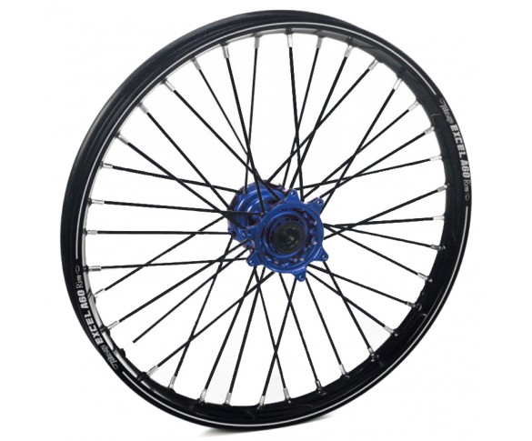 Haan Wheels, Komplett Hjul A60, 1,60, 21", FRAM, SVART BLÅ, KTM 16-25 450 EXC-F, 15-25 450 SX-F, 18-22 250 EXC TPI/300 EXC TPI, 23-25 250 EXC/150 EXC/300 EXC/300 SX, 16-17 250 EXC/300 EXC, 16-24 250 EXC-F, 25 250 EXC-F /150 SX, 15-25 250 SX/250 SX-F, 16-2