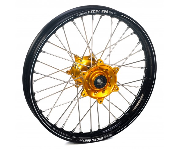Haan Wheels, Komplett Hjul A60, 1,85, 19", BAK, SVART GULD, Honda 04-13 CRF250R, 02-07 CR125R