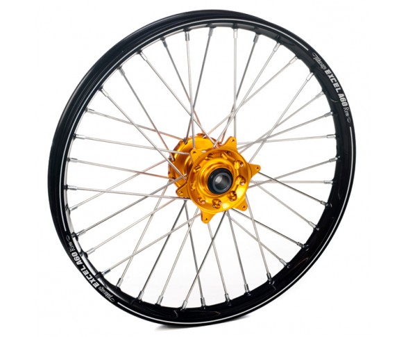 Haan Wheels, Komplett Hjul A60, 1,60, 21", FRAM, SVART GULD, KTM 16-25 450 EXC-F, 15-25 450 SX-F, 18-22 250 EXC TPI/300 EXC TPI, 23-25 250 EXC/150 EXC/300 EXC/300 SX, 16-17 250 EXC/300 EXC, 16-24 250 EXC-F, 25 250 EXC-F /150 SX, 15-25 250 SX/250 SX-F, 16-