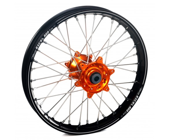 Haan Wheels, Komplett Hjul A60, 2,15, 19", BAK, SVART ORANGE, KTM 03-23 450 EXC-F, 03-12 450 SX-F, 18-22 250 EXC TPI/300 EXC TPI, 95-17 250 EXC/300 EXC, 23 250 EXC/300 EXC, 03-23 250 EXC-F, 95-12 250 SX, 03-12 250 SX-F, 10-20 350 EXC-F, 10-12 350 SX-F, 95
