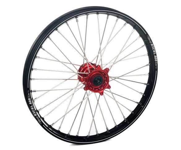 Haan Wheels, Komplett Hjul A60, 1,60, 21", FRAM, SVART RÖD, Yamaha 14-25 YZ450F, 14-25 YZ250F, FANTIC 24 XEF 450/XXF 450, 24 XEF 250, 24-25 XXF 250