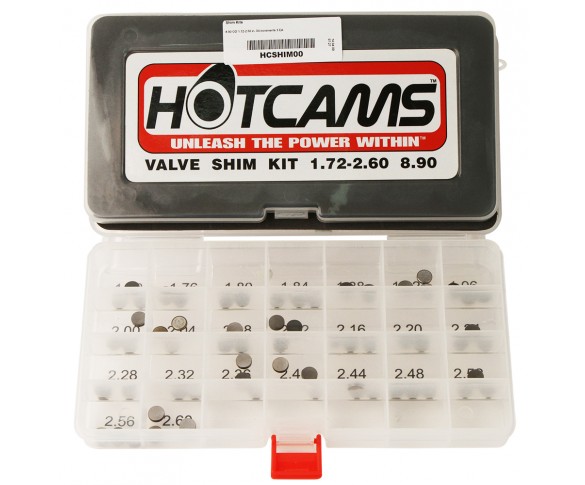 Hot Cams, Shims kit, 1,72mm-2,60mm, totalt 69 shims., 8,90mm