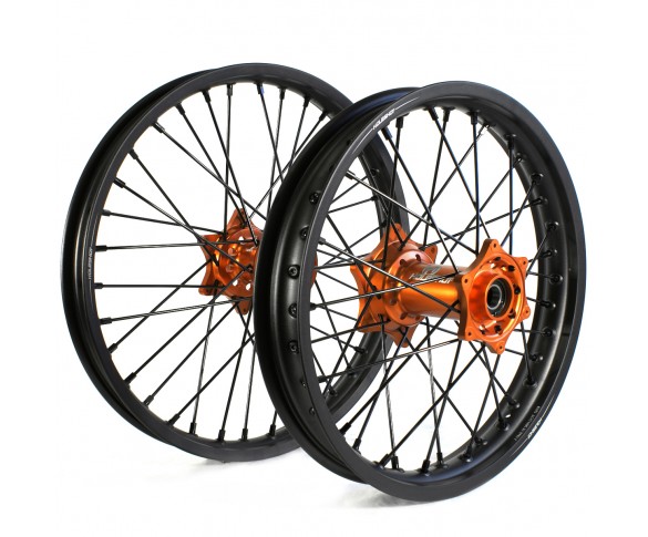 Holeshot, Komplett Hjulset, 1,85/1,60, 16/19", BAK FRAM, MATT SVART ORANGE, KTM 21-24 85 SX, Husqvarna 21-24 TC 85, GasGas 21-24 MC 85