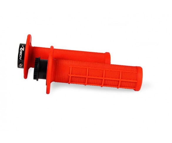 Rtech, R20 LOCK-ON GRIPS HALF WAFFLE BETA, NEON RÖD