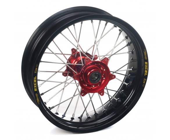 Haan Wheels, Komplett Hjul SM, 4,50, 17", BAK, SVART RÖD, Husqvarna 05-10 SM-R 450/SM-R 510, 04-10 TC 450/TE 450/TE 510, 04-13 TC 250/TE 250, 11-12 TE 125, 05-09 SM-R 610/SMR 630, 11-13 TC 449/TE 449/TE 511, 06-10 TC 510, 09-13 TE 310