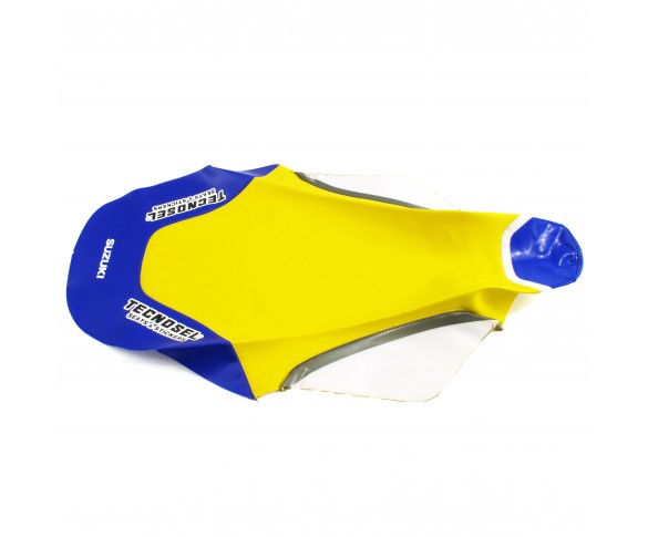 Tecno-X, Sadelöverdrag, RM 125, 96-00 Gul/Blå, Suzuki 96-00 RM125