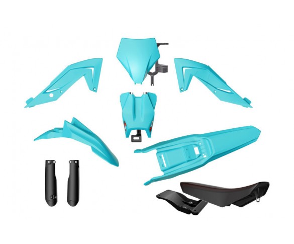 Rtech, Plastkit, Revolution ink sadel, CYAN MINT SVART BLÅ, TALARIA 23-25 STING