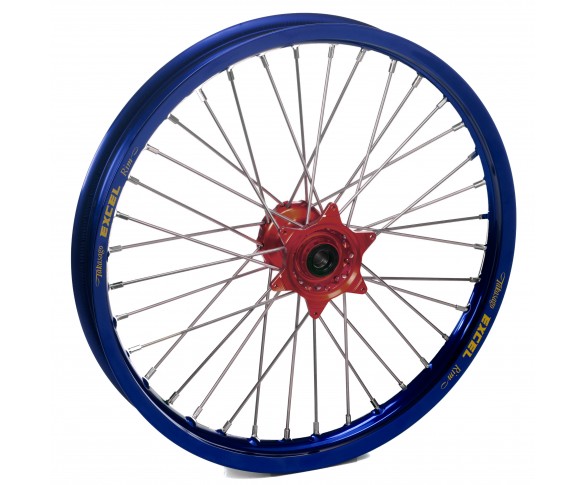 Haan Wheels, Komplett Hjul, 1,40, 19", FRAM, BLÅ RÖD, Suzuki 02-25 RM85, 97-01 RM80