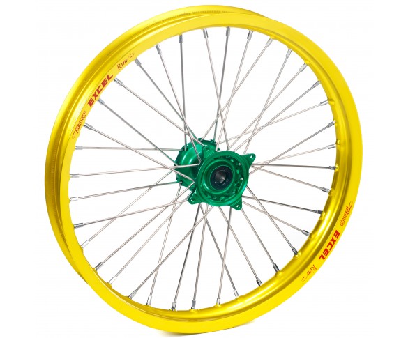 Haan Wheels, Komplett Hjul, 1,60, 14", FRAM, GUL GRÖN, KTM 02-24 65 SX, Husqvarna 17-24 TC 65, GasGas 24 MC 65, 21-23 MC 65