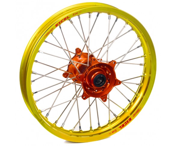 Haan Wheels, Komplett Hjul, 2,15, 19", BAK, GUL ORANGE, KTM 03-23 450 EXC-F, 03-12 450 SX-F, 18-22 250 EXC TPI/300 EXC TPI, 95-17 250 EXC/300 EXC, 23 250 EXC/300 EXC, 03-23 250 EXC-F, 95-12 250 SX, 03-12 250 SX-F, 10-20 350 EXC-F, 10-12 350 SX-F, 95-16 12