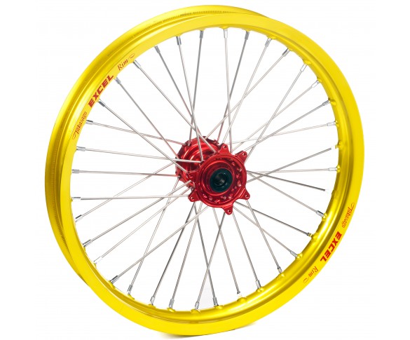 Haan Wheels, Komplett Hjul, 1,60, 21", FRAM, GUL RÖD, KTM 03-15 450 EXC-F, 03-14 450 SX-F, 03-15 250 EXC/250 EXC-F, 03-14 250 SX/250 SX-F, 10-15 350 EXC-F, 10-14 350 SX-F, 03-15 125 EXC/300 EXC, 03-14 125 SX, 07-08 144 SX, 09-14 150 SX, 04-15 200 EXC, 03 
