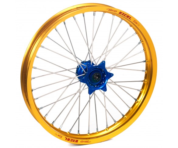 Haan Wheels, Komplett Hjul, 1,60, 21", FRAM, GULD BLÅ, Suzuki 05-25 RM-Z450, 07-25 RM-Z250