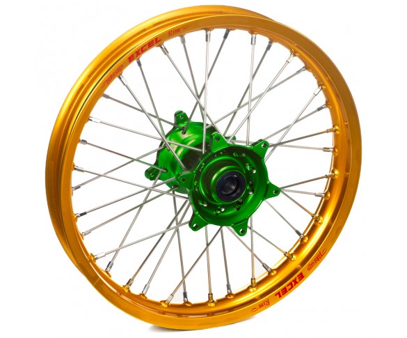 Haan Wheels, Komplett Hjul, 1,85, 16", BAK, GULD GRÖN, Kawasaki 01-25 KX85, 97-00 KX80