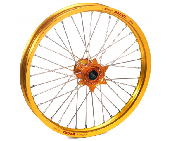Haan Wheels, Komplett Hjul, 1,60, 21", FRAM, GULD ORANGE, KTM 03-15 450 EXC-F, 03-14 450 SX-F, 03-15 250 EXC/250 EXC-F, 03-14 250 SX/250 SX-F, 10-15 350 EXC-F, 10-14 350 SX-F, 03-15 125 EXC/300 EXC, 03-14 125 SX, 07-08 144 SX, 09-14 150 SX, 04-15 200 EXC,