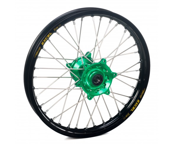 Haan Wheels, Komplett Hjul, 1,60, 14", BAK, SVART GRÖN, Kawasaki 01-25 KX85, 97-00 KX80