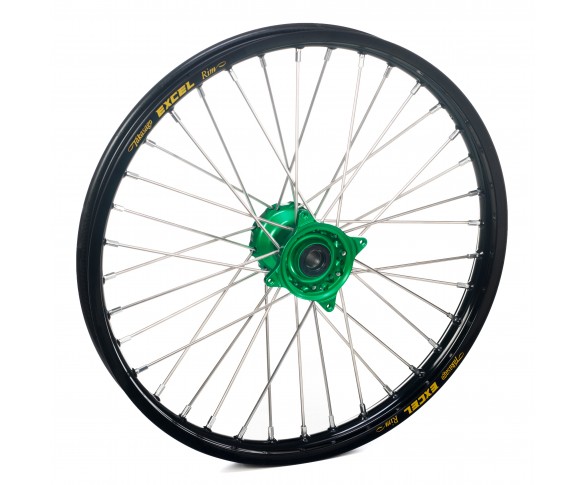 Haan Wheels, Komplett Hjul, 1,60, 21", FRAM, SVART GRÖN, Kawasaki 06-18 KX450F, 06-08 KX250, 19-20 KX250, 06-18 KX250F, 06-08 KX125