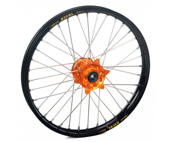 Haan Wheels, Komplett Hjul, 1,60, 21", FRAM, SVART ORANGE, KTM 03-15 450 EXC-F, 03-14 450 SX-F, 03-15 250 EXC/250 EXC-F, 03-14 250 SX/250 SX-F, 10-15 350 EXC-F, 10-14 350 SX-F, 03-15 125 EXC/300 EXC, 03-14 125 SX, 07-08 144 SX, 09-14 150 SX, 04-15 200 EXC