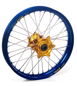 Haan Wheels, Komplett Hjul, 1,60, 21", FRAM, BLÅ GULD, SHERCO 12-13 450 Enduro Racing/510 SE Racing, 13 450 SE, 14-19 450 SEF, 23-24 450 SEF FACTORY/500 SEF FACTORY, 22 450 SEF-Factory, 20-21 450 SEF-R, 05-11 Enduro 4.5i, 23 250 SE FACTORY/250 SEF FACTORY