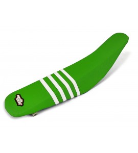 Moto Seat, Sadelöverdrag Stripes, VIT GRÖN, Kawasaki 19-20 KX250, 17-18 KX250F