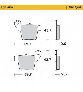 Moto-Master, Bromsbelägg Nitro Sport (Till Bromsok 210104), BAK, KTM 04-11 85 SX, 09-25 65 SX, Husqvarna 17-22 TC 65, 24 TC 65, GasGas 24 MC 65, 21-23 MC 65