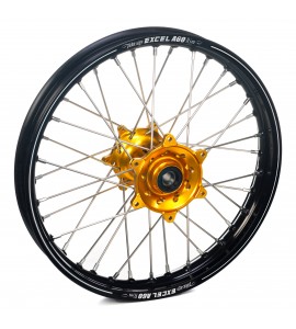 Haan Wheels, Komplett Hjul A60, 2,15, 19", BAK, SVART GULD, KTM 23-25 450 SX-F, 23-25 250 SX/250 SX-F, 23-25 350 SX-F, 23-25 125 SX/300 SX, 25 150 SX, Husqvarna 23-24 FC 450, 25 FC 450 /TC 150/TC 300, 23-25 FC 250/TC 250, 23-25 FC 350, 23-25 TC 125, GasGa