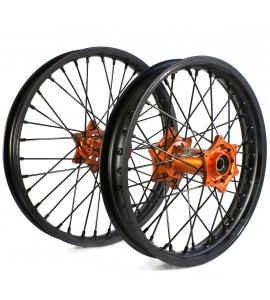 Holeshot, Komplett Hjulset, 1,85/1,60, 16/19", BAK FRAM, MATT SVART ORANGE, KTM 21-24 85 SX, Husqvarna 21-24 TC 85, GasGas 21-24 MC 85