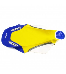 Tecno-X, Sadelöverdrag, RM 125, 96-00 Gul/Blå, Suzuki 96-00 RM125