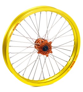 Haan Wheels, Komplett Hjul, 1,60, 21", FRAM, GUL ORANGE, KTM 16-25 450 EXC-F, 15-25 450 SX-F, 18-22 250 EXC TPI/300 EXC TPI, 23-25 250 EXC/150 EXC/300 EXC/300 SX, 16-17 250 EXC/300 EXC, 16-24 250 EXC-F, 25 250 EXC-F /150 SX, 15-25 250 SX/250 SX-F, 16-25 3