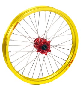 Haan Wheels, Komplett Hjul, 1,40, 19", FRAM, GUL RÖD, Suzuki 02-25 RM85, 97-01 RM80