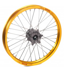 Haan Wheels, Komplett Hjul, 1,40, 17", FRAM, GULD GRÅ, Kawasaki 01-25 KX85, 97-00 KX80
