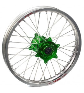 Haan Wheels, Komplett Hjul, 2,15, 19", BAK, SILVER GRÖN, Kawasaki 19-25 KX450, 06-18 KX450F, 24-25 KX450X, 03-08 KX250, 19-25 KX250, 04-18 KX250F, 24-25 KX250X, 03-08 KX125