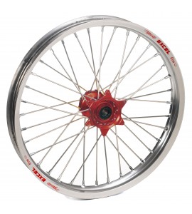 Haan Wheels, Komplett Hjul, 1,40, 19", FRAM, SILVER RÖD, Suzuki 02-25 RM85, 97-01 RM80