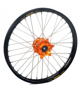 Haan Wheels, Komplett Hjul, 2,15, 21", FRAM, SVART ORANGE, KTM 17-19 1090 ADVENTURE, 13-16 1190 ADVENTURE, 15-25 1290 ADVENTURE, 19-20 790 ADVENTURE, 23 790 ADVENTURE, 20-25 890 ADVENTURE, Husqvarna 22-25 NORDEN 901