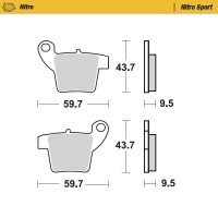 Moto-Master, Bromsbelägg Nitro Sport (Till Bromsok 210104), BAK, KTM 04-11 85 SX, 09-25 65 SX, Husqvarna 17-22 TC 65, 24 TC 65, GasGas 24 MC 65, 21-23 MC 65