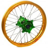 Haan Wheels, Komplett Hjul, 2,15, 18", BAK, GULD GRÖN, Kawasaki 19-25 KX450, 06-18 KX450F, 24-25 KX450X, 03-08 KX250, 19-25 KX250, 04-18 KX250F, 24-25 KX250X, 03-08 KX125