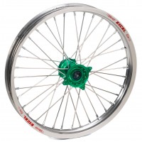 Haan Wheels, Komplett Hjul, 1,60, 21", FRAM, SILVER GRÖN, Kawasaki 06-18 KX450F, 06-08 KX250, 19-20 KX250, 06-18 KX250F, 06-08 KX125